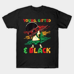 Black History Dab Young Gifted African American Boys Kids T-Shirt